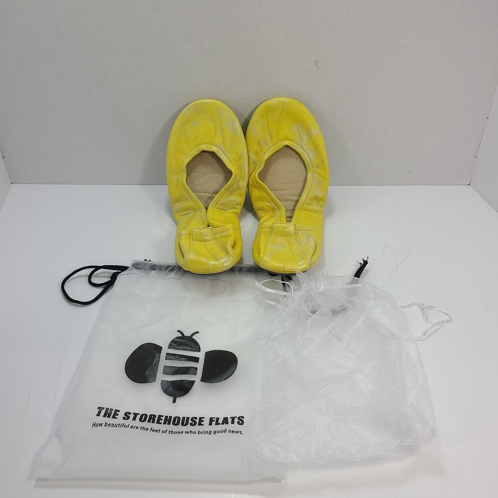 The Storehouse Flats 10 Soft Leather Slip On Shoes Foldable Lemon Merengue Kiss